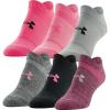 imageUnder Armour Womens Essential 20 Lightweight No Show Socks 6PairsPink Punk Assorted Lockedin Fit