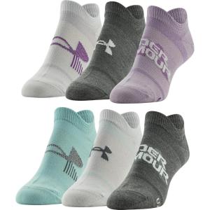 imageUnder Armour Womens Essential 20 Lightweight No Show Socks 6PairsPitch Gray Assorted Lockedin Fit
