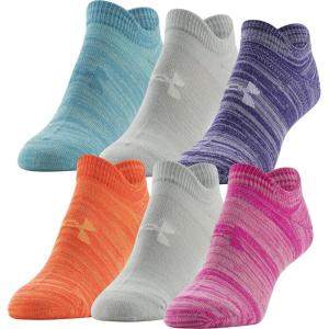 imageUnder Armour Womens Essential 20 Lightweight No Show Socks 6PairsRebel Pink Assorted Lockedin Fit