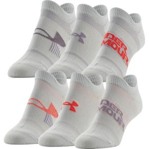 imageUnder Armour Womens Essential 20 Lightweight No Show Socks 6PairsWhiteFresh Orchid Assorted Lockedin Fit