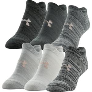 imageUnder Armour Womens Essential 20 Lightweight No Show Socks 6PairsWhiteHalo Gray Assorted Lockedin Fit