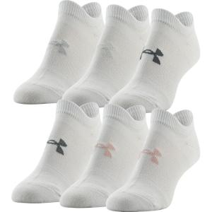 imageUnder Armour Womens Essential 20 Lightweight No Show Socks 6PairsWhitePink Assorted Lockedin Fit
