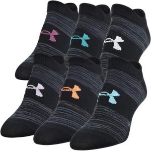 imageUnder Armour womens Essential 20 No Show Socks 6pairs DiscontinuedBlack StripeAssorted
