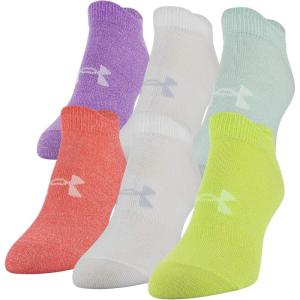 imageUnder Armour womens Essential 20 No Show Socks 6pairs DiscontinuedLime FizzWhite