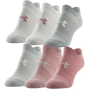 imageUnder Armour womens Essential 20 No Show Socks 6pairs DiscontinuedPink Elixir Assorted
