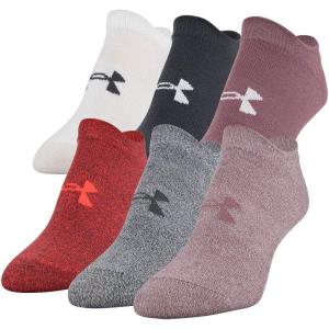 imageUnder Armour womens Essential 20 No Show Socks 6pairs DiscontinuedRed Assorted