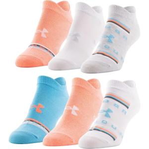 imageUnder Armour womens Essential 20 No Show Socks 6pairs DiscontinuedWhiteElectro TangerineFresco Blue