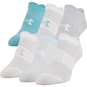 imageUnder Armour womens Essential 20 No Show Socks 6pairs DiscontinuedWhiteRift Blue Assorted