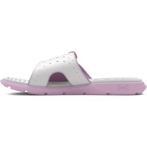 imageUnder Armour Womens Ignite Pro Slide Sandal102 Distant GrayPurple AceHighvis Yellow