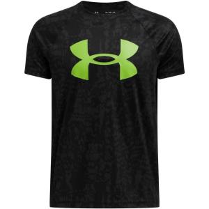 imageUnder Armour Boys Tech Big Logo Printed ShortSleeve TShirt019 Black   Cyber Green