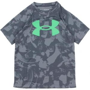 imageUnder Armour Boys Tech Big Logo Printed ShortSleeve TShirt044 Downpour Gray   Vapor Green