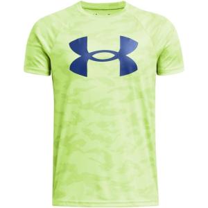 imageUnder Armour Boys Tech Big Logo Printed ShortSleeve TShirt304 Morph Green   Tech Blue
