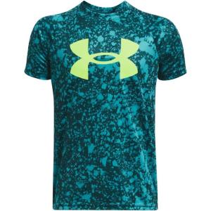 imageUnder Armour Boys Tech Big Logo Printed ShortSleeve TShirt449 Hydro Teal   High Vis Yellow
