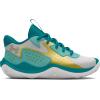 imageUnder Armour Kids Pre School Jet 23 Basketball Shoe103 Distant GrayCircuit TealMetallic Gold