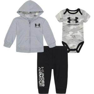imageUnder Armour babyboys 3piece Set Bodysuit Graphic Tshirt and Shorts Crew NecklineMod Gray  Hoodie