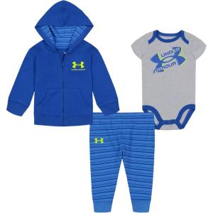 imageUnder Armour babyboys 3piece Set Bodysuit Graphic Tshirt and Shorts Crew NecklineTeam Royal  Hoodie