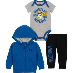 imageUnder Armour babyboys 3piece Set Bodysuit Graphic Tshirt and Shorts Crew NecklineVersa Blue  Hoodie