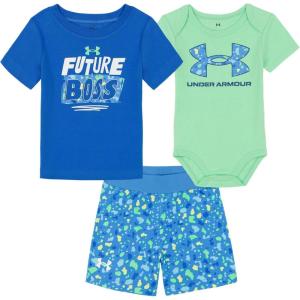 imageUnder Armour babyboys 3piece Set Bodysuit Graphic Tshirt and Shorts Crew NecklineViral Blue Future Boss