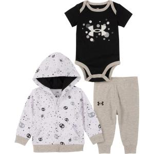 imageUnder Armour babyboys 3piece Set Bodysuit Graphic Tshirt and Shorts Crew NecklineWhite Dots  Hoodie