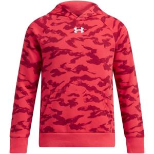 imageUnder Armour Boys Rival Fleece Printed Hoodie989 Lava Red  Cardinal  White