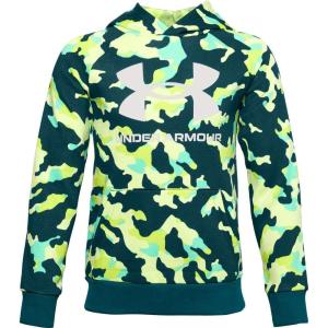 imageUnder Armour Boys Rival Fleece Printed HoodieBlackout Teal 461Onyx White