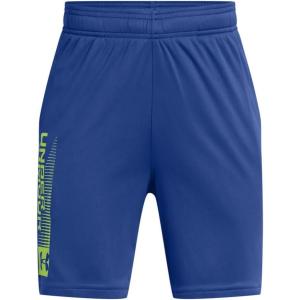 imageUnder Armour Boys Tech Wordmark Shorts432 Tech Blue   Morph Green