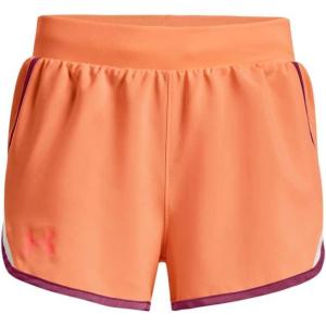 imageUnder Armour Girls Fly by Shorts906 Orange Tropic  Charged Cherry  After Burn