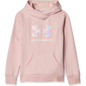 imageUnder Armour Girls Rival Fleece Core Logo HoodieRetro Pink 676Fresco Blue