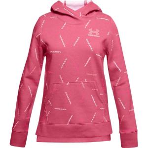imageUnder Armour Girls Rival Fleece Printed HoodiePink Lemonade 668Cerise