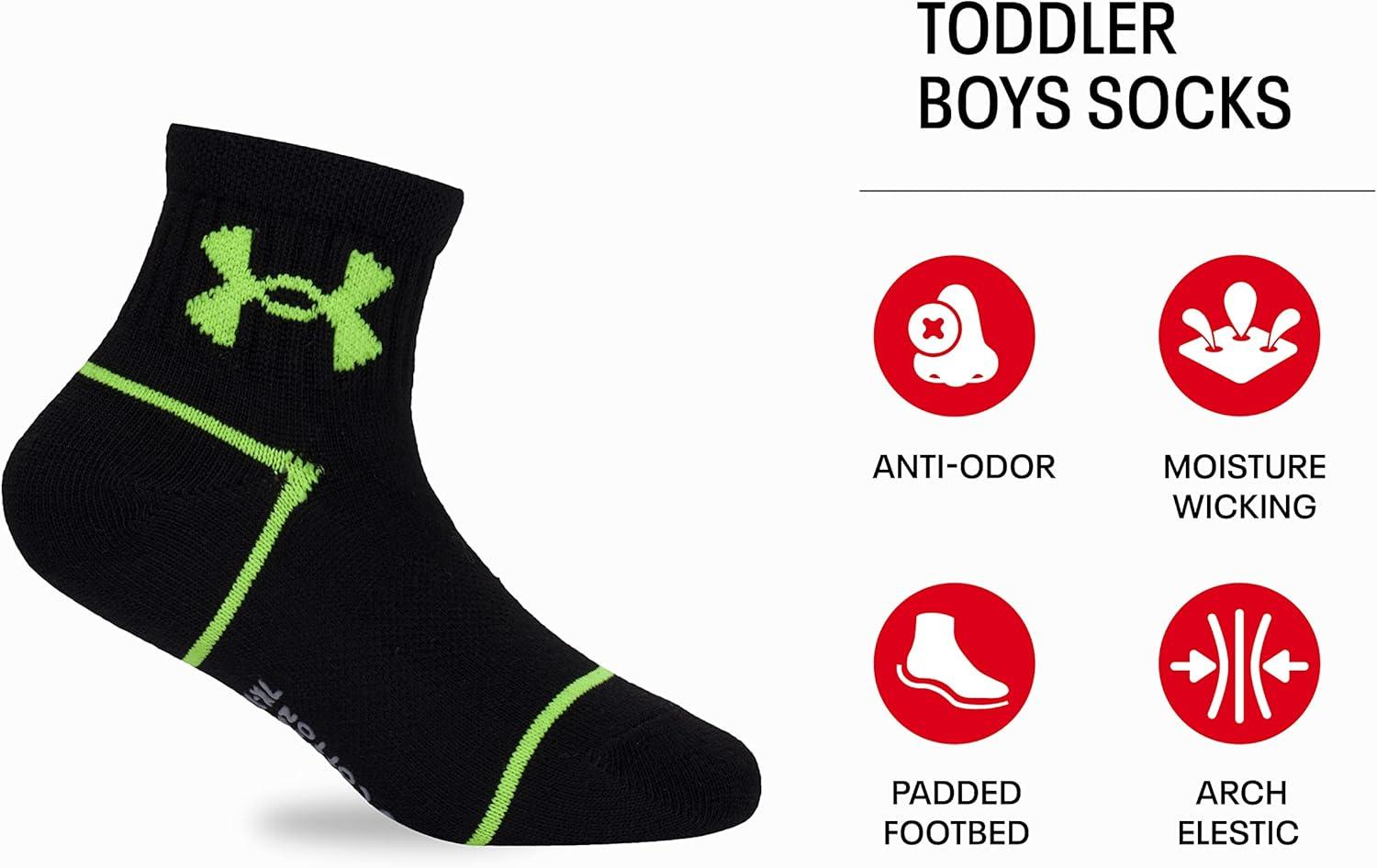 imageUnder Armour Boys Multi Pack Quarter SockBlack Multi Color Strip