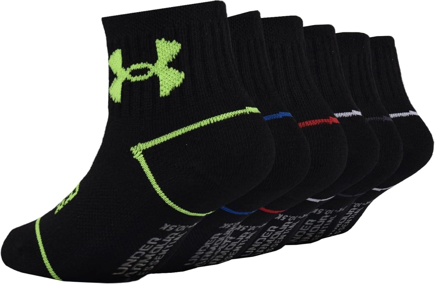 imageUnder Armour Boys Multi Pack Quarter SockBlack Multi Color Strip
