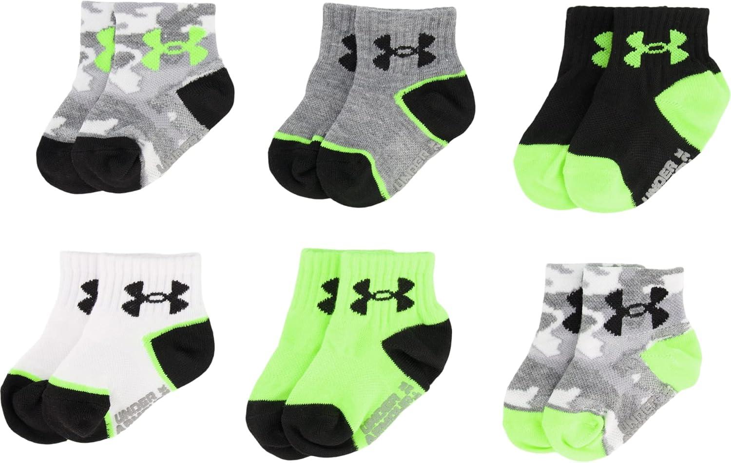 imageUnder Armour Boys Multi Pack Quarter SockGrey Camo