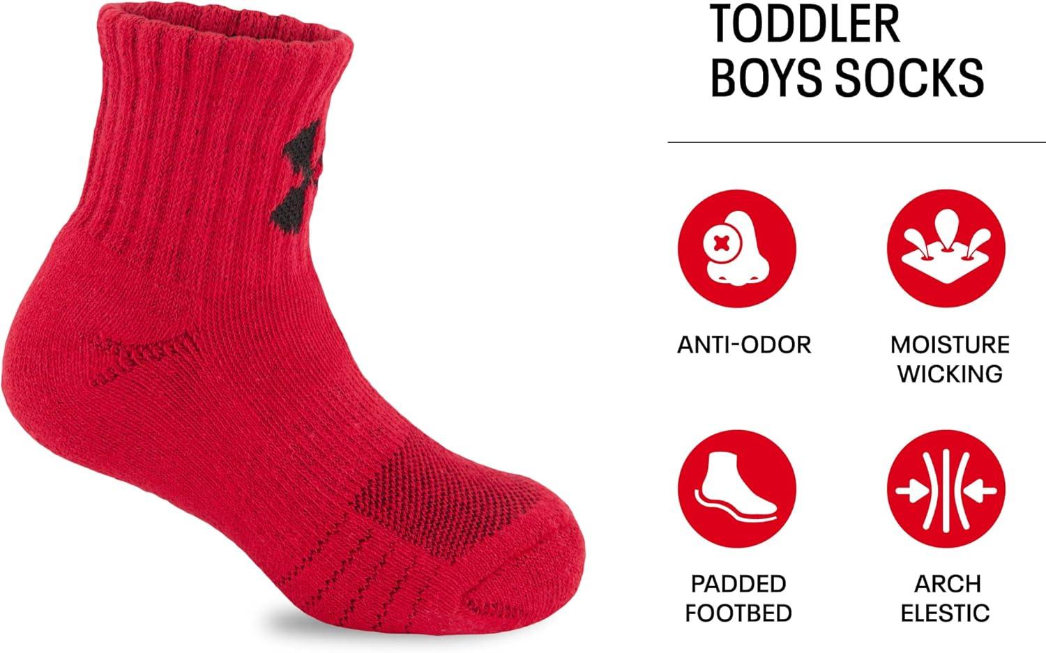 imageUnder Armour Boys Multi Pack Quarter SockRed