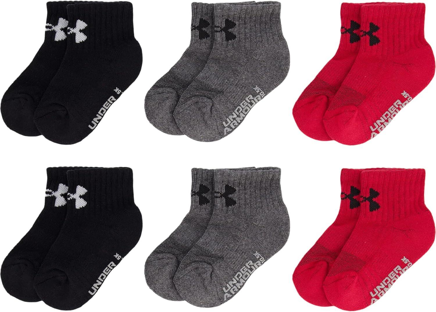 imageUnder Armour Boys Multi Pack Quarter SockRed