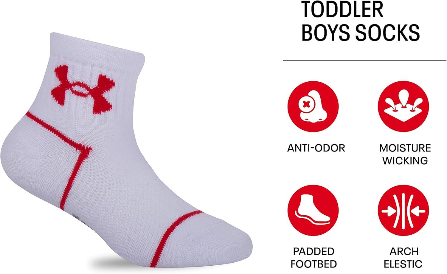 imageUnder Armour Boys Multi Pack Quarter SockWhite Multi Color Strip