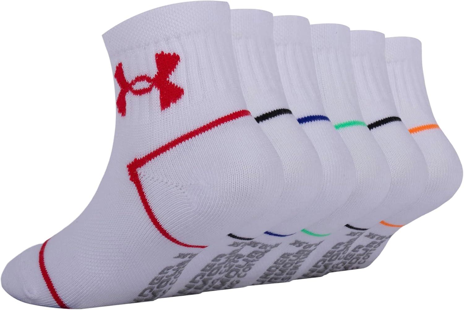 imageUnder Armour Boys Multi Pack Quarter SockWhite Multi Color Strip