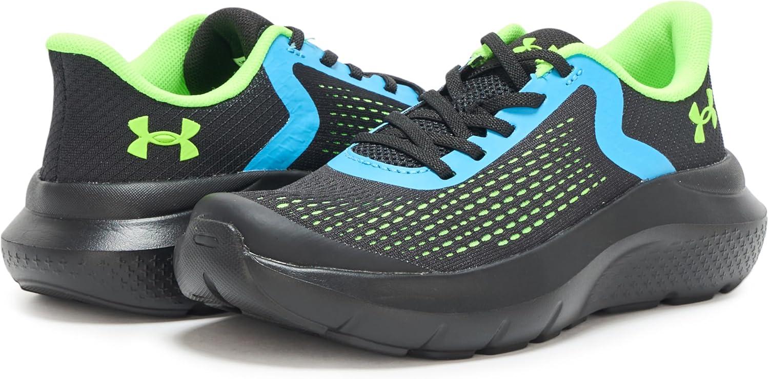 imageUnder Armour Boys Pre School Rogue 4 Alternate Lace Sneaker003 BlackHyper GreenHyper Green