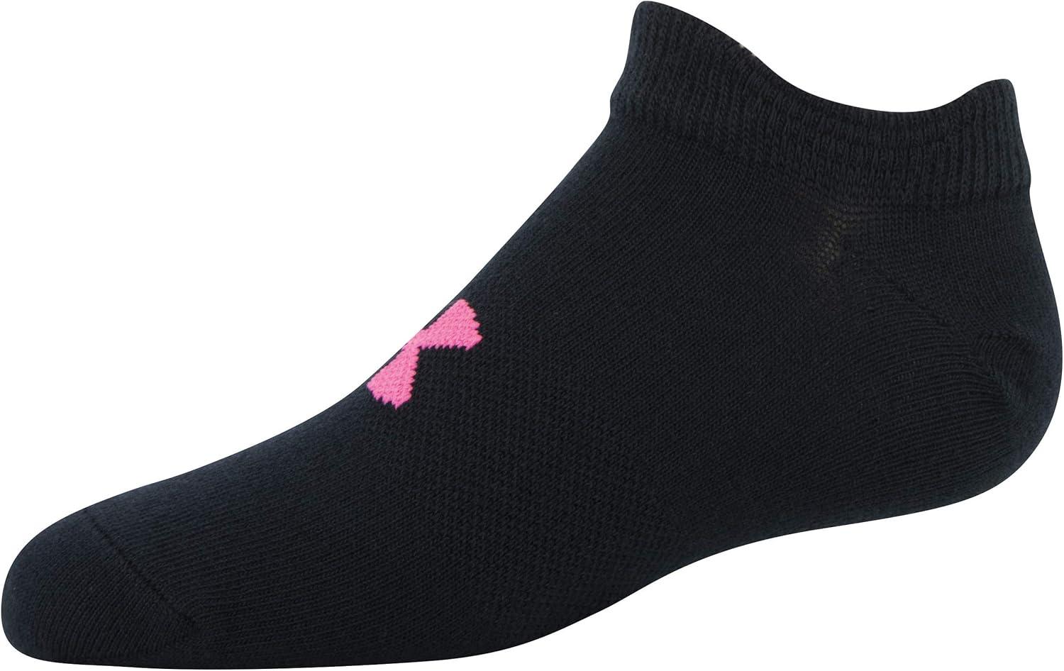 imageUnder Armour Kids Essential 20 Lightweight No Show Socks 6PairsBlackCerise Assorted