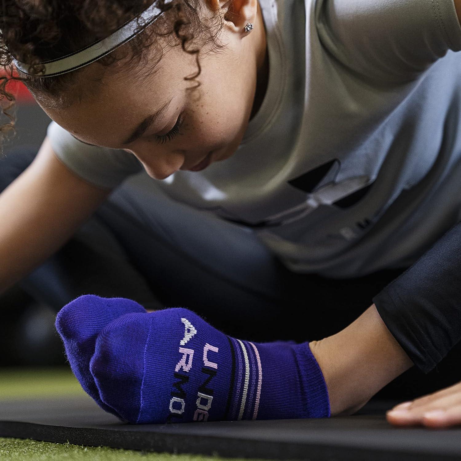 imageUnder Armour Kids Essential 20 Lightweight No Show Socks 6PairsPink NotePurple NoteElectro Pink