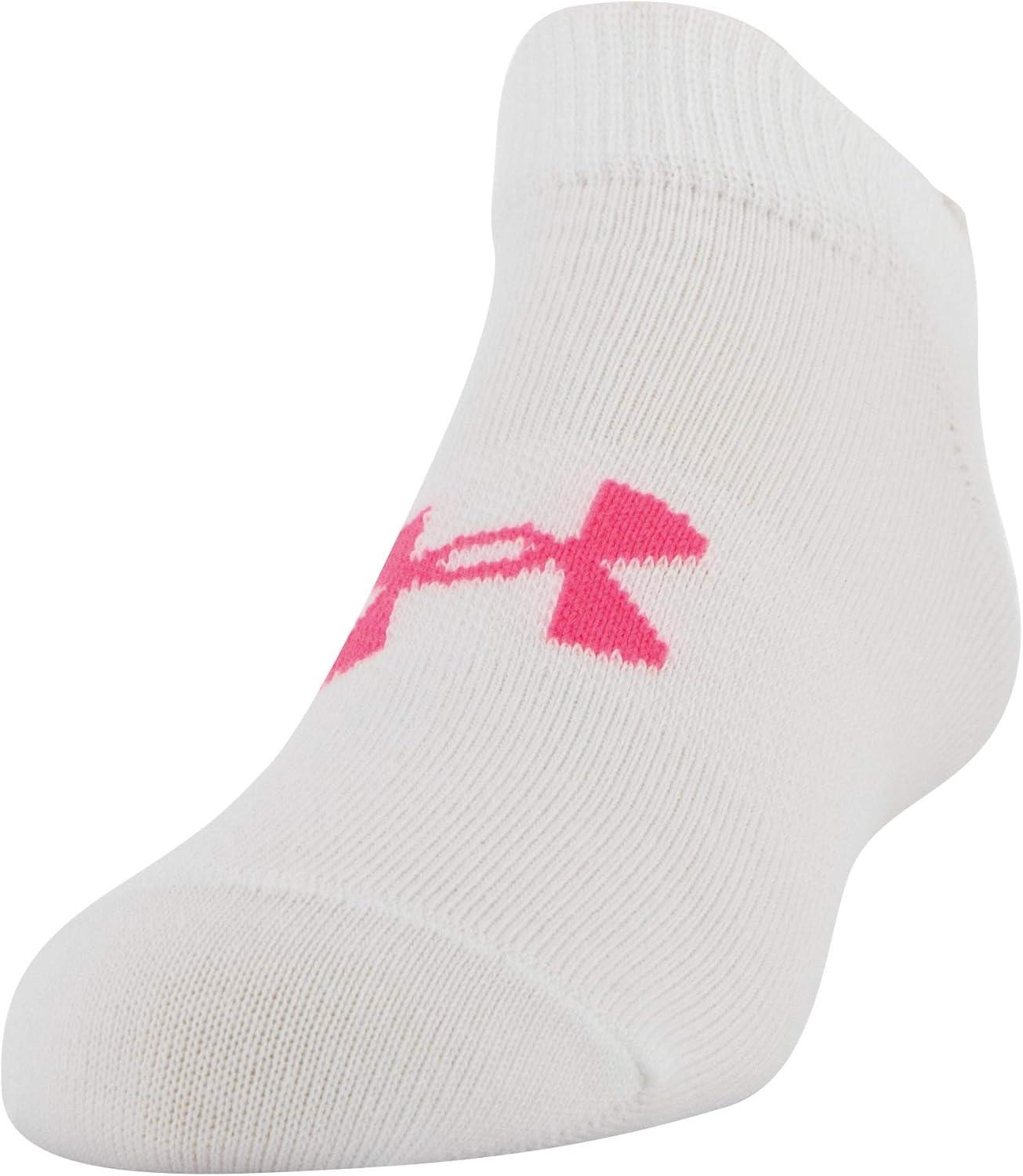 imageUnder Armour Kids Essential 20 Lightweight No Show Socks 6PairsWhiteCerise Assorted