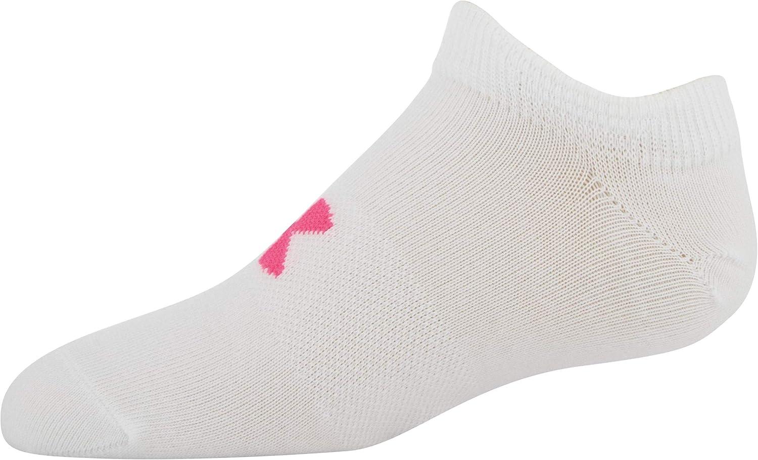 imageUnder Armour Kids Essential 20 Lightweight No Show Socks 6PairsWhiteCerise Assorted