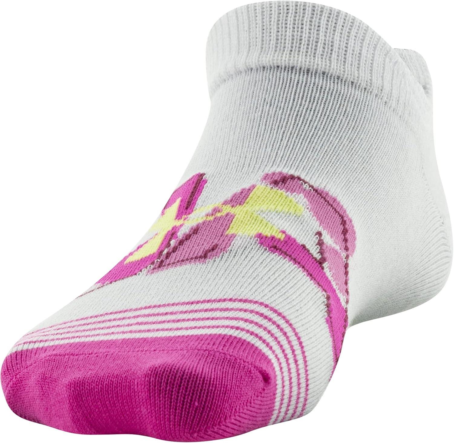 imageUnder Armour Kids Essential 20 Lightweight No Show Socks 6PairsWhiteRebel Pink Assorted
