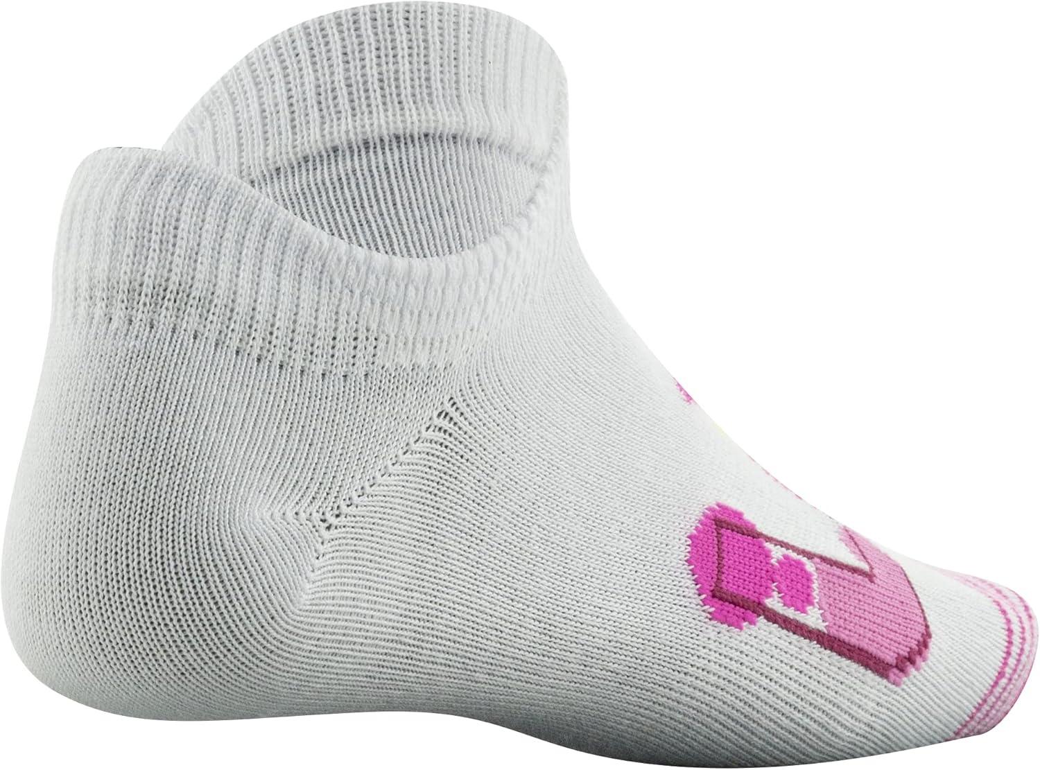 imageUnder Armour Kids Essential 20 Lightweight No Show Socks 6PairsWhiteRebel Pink Assorted