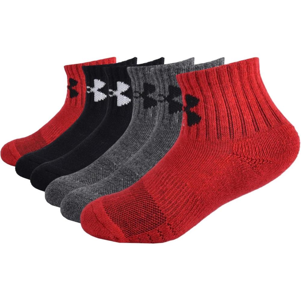 imageUnder Armour Boys Multi Pack Quarter SockRed
