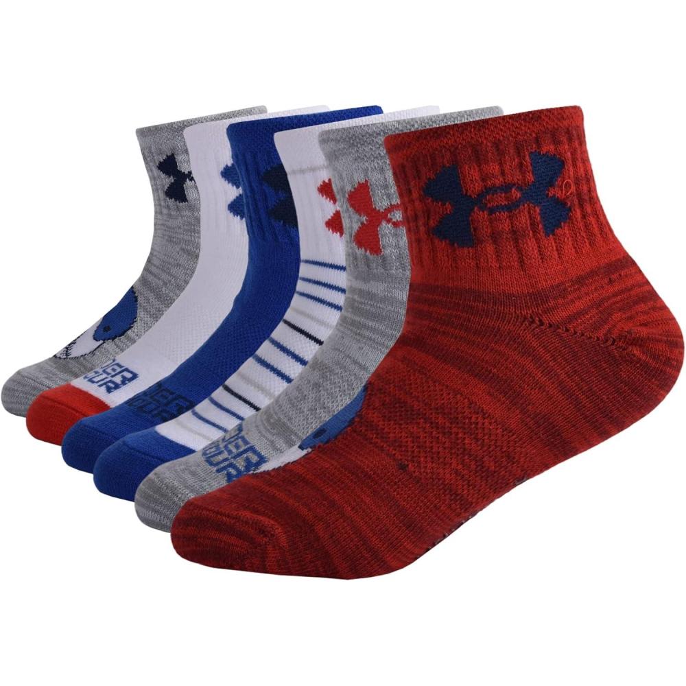 imageUnder Armour Boys Multi Pack Quarter SockRed Multi Color