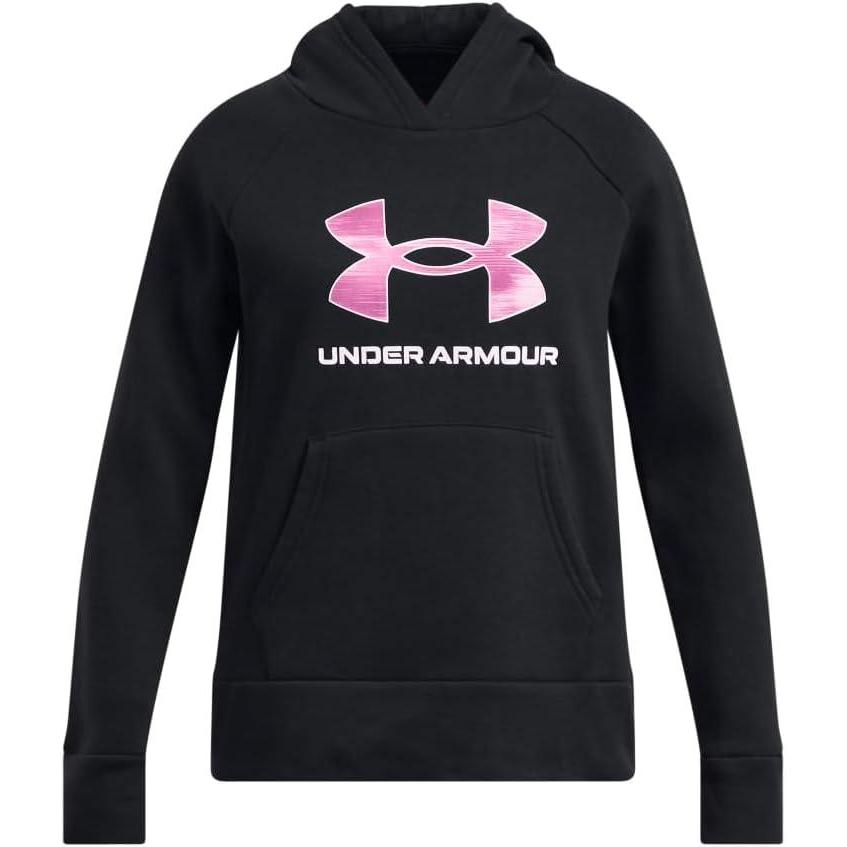 imageUnder Armour Girls Rival Fleece Big Logo Hoodie004 Black   Stellar Pink