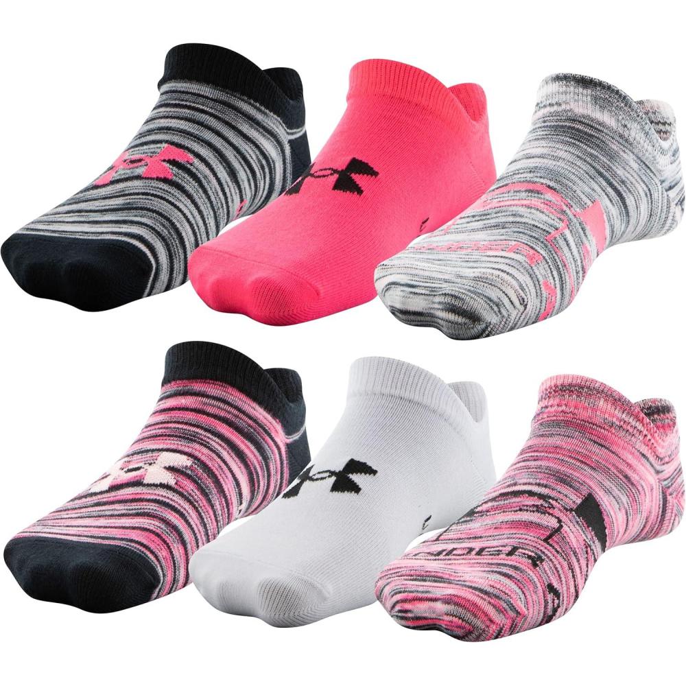 imageUnder Armour Kids Essential 20 Lightweight No Show Socks 6PairsCeriseWhite Assorted