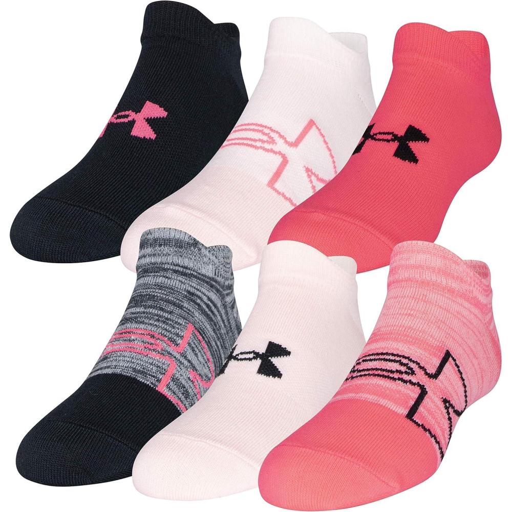 imageUnder Armour Kids Essential 20 Lightweight No Show Socks 6PairsCerisebeta Tint Assorted