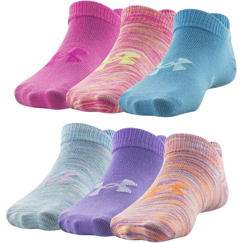 imageUnder Armour Kids Essential 20 Lightweight No Show Socks 6PairsNebula Purple Assorted