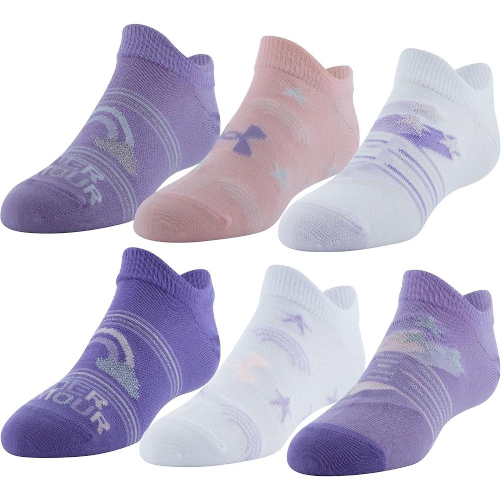 imageUnder Armour Kids Essential 20 Lightweight No Show Socks 6PairsOctaneWhiteVivid Lilac
